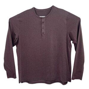 Lululemon Reinstate Long Sleeve Henley Waffle Knit Under Arm Gussets Brown XXL